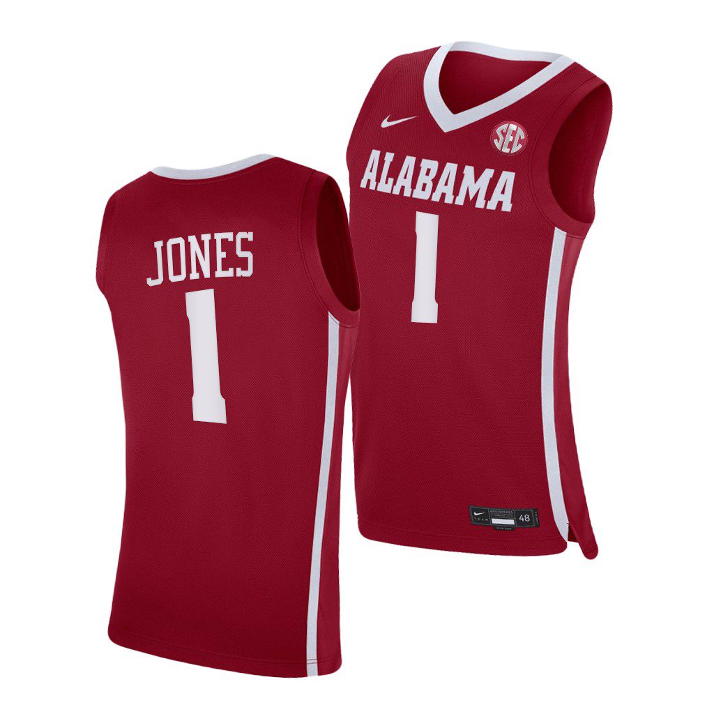 Men's Alabama Crimson Tide Herbert Jones #1 2021-22 Red NCAA College Basketball Jersey